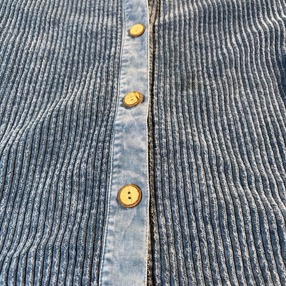 Blue Corduroy Button-Up Shirt 0227 - Picture 2 of 3